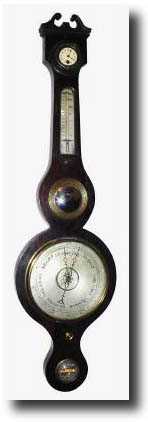 C.1880, German, Mercury Wheel Barometer, with clock. — Antique Clocks Price Guide