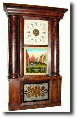 C.1845, Elisha Manross, Bristol, Conn. 8-day hollow column shelf clock. — Antique Clocks Price Guide