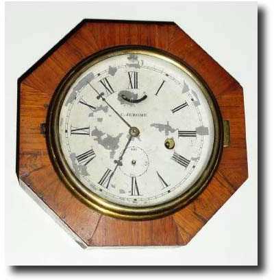 C.1850, Chauncey Jerome, small rosewood 1-day octagon lever shelf clock — Antique Clocks Price Guide