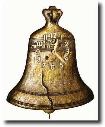 C.1935, Lux Clock Mfg Co., Waterbury, Conn., LIBERTY BELL wall clock — Antique Clocks Price Guide