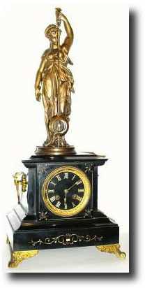 C.1890, French, Mystery Clock, Traditional bronzed spelter statue, — Antique Clocks Price Guide