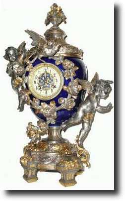 C.1890, Another French Blue Cobalt porcelain urn, — Antique Clocks Price Guide
