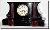 C.1895, French, Marble Mantel Clock, black and red, with 8-day bell strike movement and good porcelain dial.