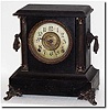 C.1910, E. Ingraham, "Elite' Black Enameled Wood shelf clock in good as-found condition.