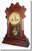 C.1890, Russell and Jones, Pittsfield, Mass, 30-hour walnut shelf clock in fair to good original condition.