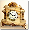C.1890, Boston Clock Co., Tan Onyx mantel clock with gilt bronze ornamentation.
