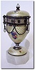 C.1870, Austrian, Mini Annular Dial clock, enamel over silver, with hand painted floral displays.
