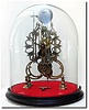 C.1900, English, Single Fusee Skeleton clock, under dome.