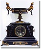 C.1895, French, Black Marble and bronze clock, in Egyptian motif.