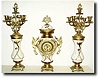 C.1910, German Art Nouveau 3-piece porcelain and bronze set