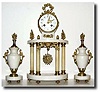 C.1890, French, Portico Mantel Set, White marble and gilt bronze