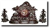 C.1875, Black Forest Carved Garniture Clock Set,
