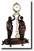 C.1895, French, Double Statue, Bronzed spelter swinging mystery timepiece