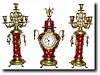 C.1900, French Red Porcelain and Bronze clock garniture set,