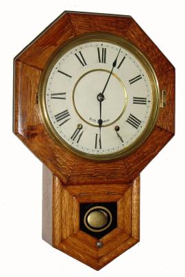 C.1909, Seth Thomas Clock Co., 10 Inch Drop Octagon schoolhouse clock. — Antique Clocks Price Guide