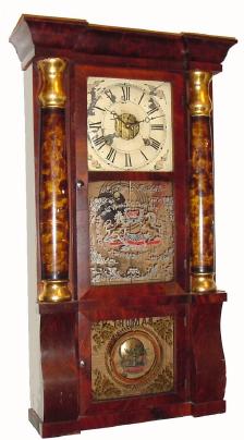 C.1864, Seth Thomas, Plymouth Hollow, Conn., 8-day time/strike, 2-wt, column and cornice shelf clock. — Antique Clocks Price Guide