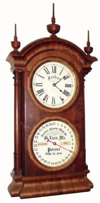 C.1880, Southern Calendar Clock Co., 8-day time/strike calendar shelf clock. — Antique Clocks Price Guide