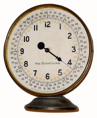 C.1925, One Hand Clock Corp, Warren, PA, 30-hour lever movement novelty timepiece. — Antique Clocks Price Guide