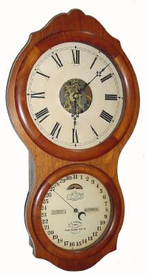 C.1880, Ithaca Calendar Clock Co., "No. 4 Hanging Office" variant, 30-day double dial calendar timepiece. — Antique Clocks Price Guide