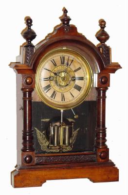 C.1875, Hamburg American, 30-hour time/alarm cottage clock. — Antique Clocks Price Guide