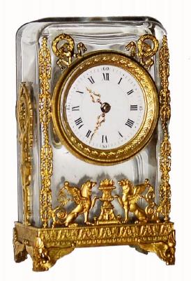 C.1880, French, Crystal and gilt brass ladies boudoir timepiece, 8-day. — Antique Clocks Price Guide
