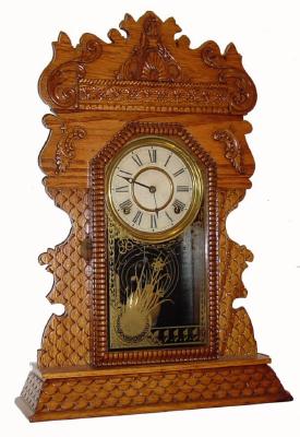 C.1900 E. N. Welch Mfg Co., "Assortment B., No. 8", 8-day time/strike mantel clock. — Antique Clocks Price Guide