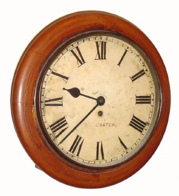 C.1900 English, Pub or Dial clock, 8-day fusee, time only. — Antique Clocks Price Guide