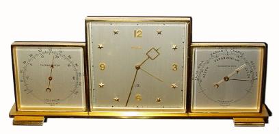 C.1960, IM HOF, Swiss, 8-day time/alarm thermometer barometer desk set. — Antique Clocks Price Guide