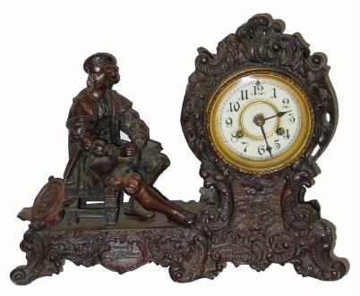 C.1903, Waterbury Clock Co., "Vesta", 8-day time/strike figural mantel clock, bronzed spelter. — Antique Clocks Price Guide