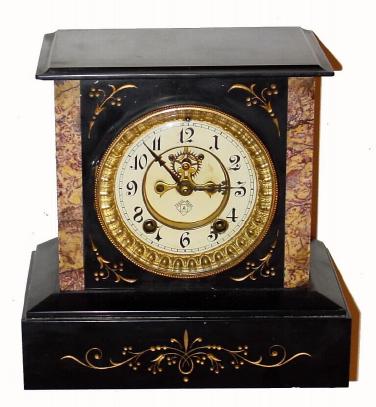 C.1906, Ansonia Clock Co., 8-day time/strike marble mantel clock. — Antique Clocks Price Guide