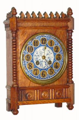 C.1900, French, Japy Freres, oak cased mantel clock, time only, platform lever escapement, 8-day. — Antique Clocks Price Guide