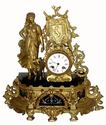 C.1900, Japy Freres, French figural mantel clock 8-day time and bell strike. — Antique Clocks Price Guide