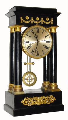 C.1800, French, 4-Column, Empire clock, with large long running movement, pinwheel escapement and center seconds hand. — Antique Clocks Price Guide