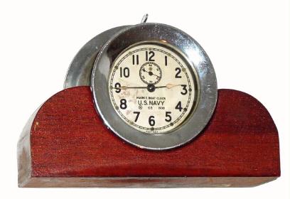 C.1938 (dated), Chelsea Mk I Boat Clock, in a heavy nickeled brass case with silvered brass dial. — Antique Clocks Price Guide