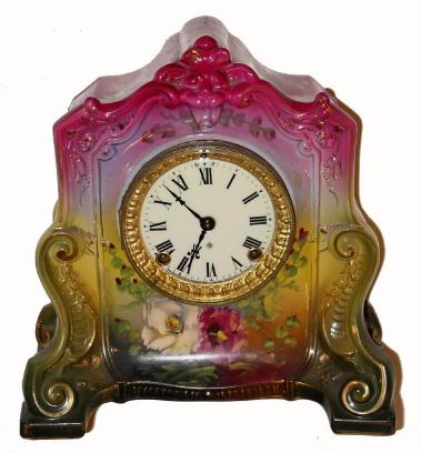 C.1904, Ansonia Clock Co., "La Cannes" 8-day time/strike porcelain mantel clock. — Antique Clocks Price Guide