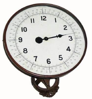 C.1930, One Hand Clock Corp., Warren, Penn., 30-hour one hand timepiece, on a home made wall stand. — Antique Clocks Price Guide