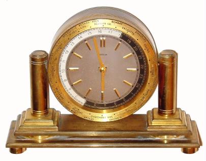 C.1950 Gubelin, Swiss, 8-day world time, desk timepiece. — Antique Clocks Price Guide