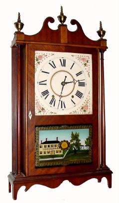 C.1970 Lester Beers, Petersburg, NY, pillar and scroll shelf clock 30-hour time/strike, wood movement. — Antique Clocks Price Guide