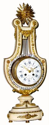 C.1890, French, Marti et Cie, LYRE FORM Clock with swinging brilliant ring. — Antique Clocks Price Guide