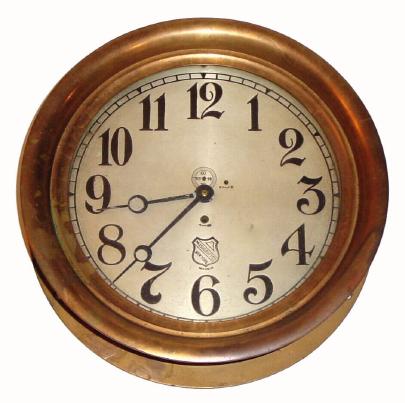 C.1918, Chelsea - Ashcroft, 12 Inch Engine Room timepiece in a heavy cast red brass case with hinged bezel and key lock [no key for lock]. — Antique Clocks Price Guide