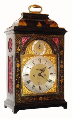 C.1740, John Hallifax, London, 2-Fusee table clock, chinoisserie case, with restoration, crown verge. — Antique Clocks Price Guide