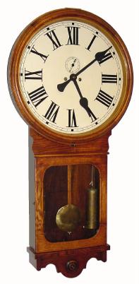 C.1915, Waterbury "Regulator No. 80" , 2-weight time only, dead beat escapement, in a large round drop oak case. — Antique Clocks Price Guide