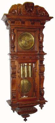 C.1885, German, Gustav Becker, 3-Wt grand sonnerie wall clock, engraved. — Antique Clocks Price Guide