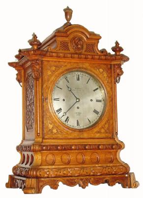 C.1900, English, Webster, Queen Victoria St, London, Quarter chime, 3-fusee bracket clock, in oak, 12 bells with hour strike on a 13th giant bell, 8-day, serial No. 16746. — Antique Clocks Price Guide