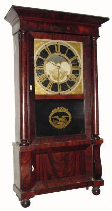 C.1835, Birge, Gilbert and Co., 8-day time/strike column and cornice shelf clock, 2-weight. — Antique Clocks Price Guide