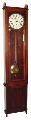 C.1900, Charles Korfhage, Brooklyn, NY #39 (signed on movement) center seconds movement in an Arts and Crafts case with bottom cabinet. — Antique Clocks Price Guide