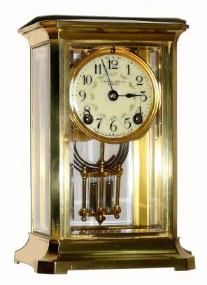 C.1914, Ansonia Clock Co., "Dawson", 8-day time/strike crystal regulator. — Antique Clocks Price Guide