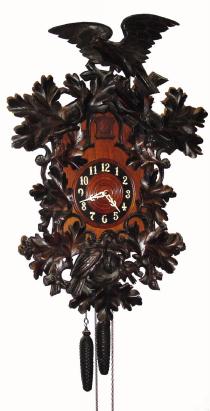 C.1930, German, Large Wall Cuckoo, with female attending to chicks in nest at bottom. — Antique Clocks Price Guide