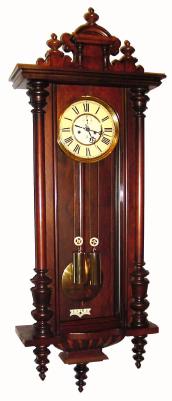 C.1898, German, Gustav Becker, Vienna Regulator, 2-Wt in a walnut case with turned columns and a new top. — Antique Clocks Price Guide