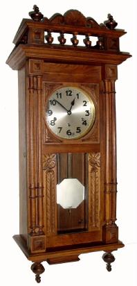 C.1910, German, Gustav Becker, 8-day, quarter hour, Westminster (4 note) or Trinity chime on 6 notes with full strike on 4 rod chord, wall clock. — Antique Clocks Price Guide